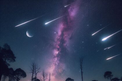 meteor shower in forest